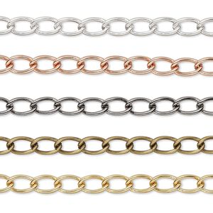 Extender chain mix 1pkg5 curb, 4mm, multi-finished brass 3 inch unfinished