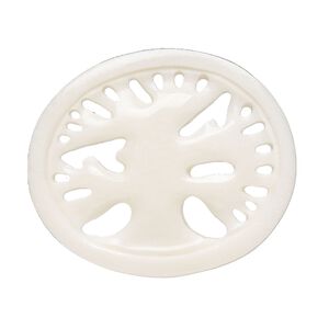 Focal, bone (bleached), 36x31mm hand-carved single-sided tree, Mohs hardness 2-1/2. Sold individually.