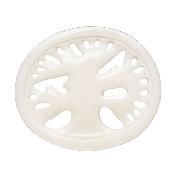 Focal, bone (bleached), 36x31mm hand-carved single-sided tree, Mohs hardness 2-1/2. Sold individually. image number 0