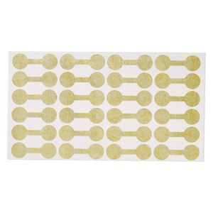 Jewelry tag, Rhino Skin DuPont™ Tyvek®, polyethylene, gold, 7/16 inches round, 1-3/8 inches overall. Sold per pkg of 1,000.