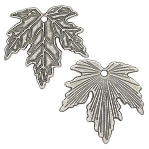 Charm, antique silver-plated "pewter" (zinc-based alloy), 27x26mm maple leaf. Sold per pkg of 12.