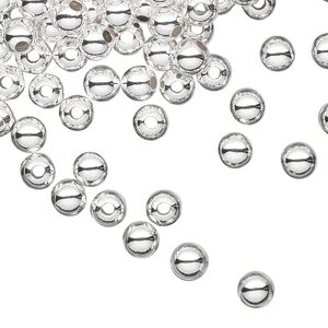 Bead, sterling silver, 5mm seamless round. Sold per pkg of 100.