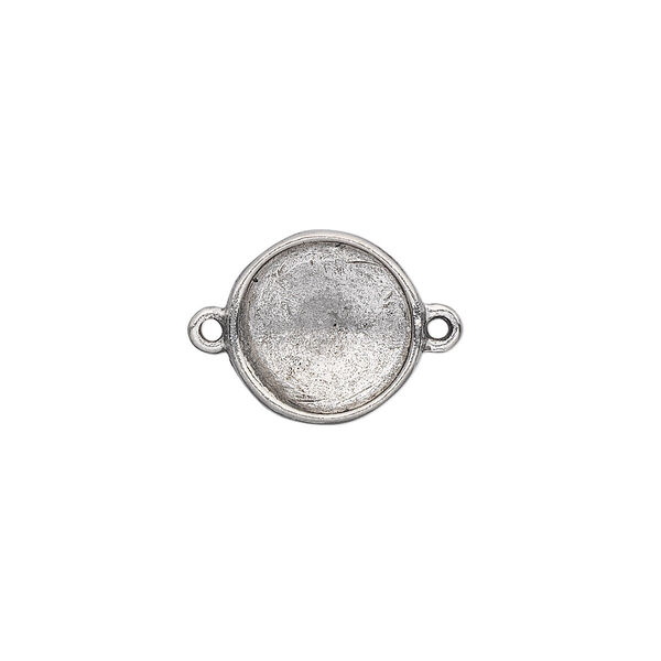 Link, Almost Instant Jewelry®, antiqued pewter (tin-based alloy), 14mm round with 12mm rivoli setting. Sold individually. image number 0