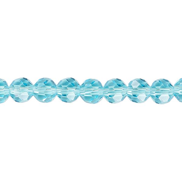 Bead 1pk 32 facets transparent turquoise blue, Celestial Crystal® 6mm round 15.5-16 inch image number 0