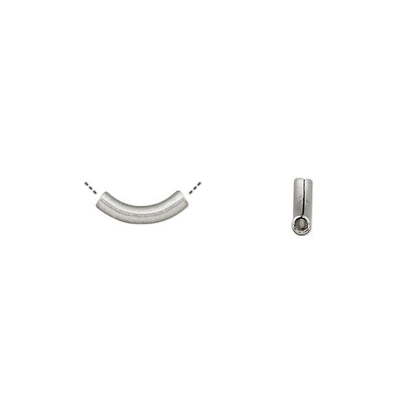 Bead, antique silver-plated brass, 10x2mm curved tube. Sold per pkg of 50. image number 0