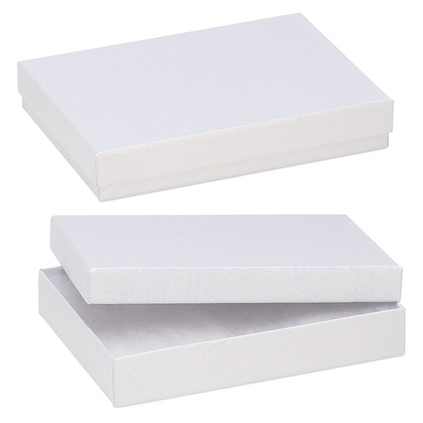 Box, paper, "cotton"-filled, white, 5-1/4 x 3-3/4 x 1-inch rectangle. Sold per pkg of 10. image number 0