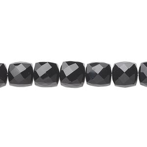 Black onyx 1pkg10, hand-cut faceted cube bead 8mm