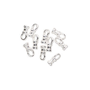 Crimp end 1pkg10 silver-plated, 4.5x3mm tube / loop / 1-1.5mm inside diameter, brass
