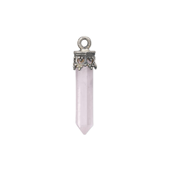 Drop, rose quartz (dyed) and sterling silver, 20x3mm-26x4mm hand-cut point. Sold individually. image number 0