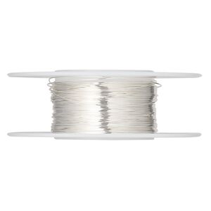 Wire, sterling silver, half-hard, round, 28 gauge. Sold per pkg of 1 ounce.