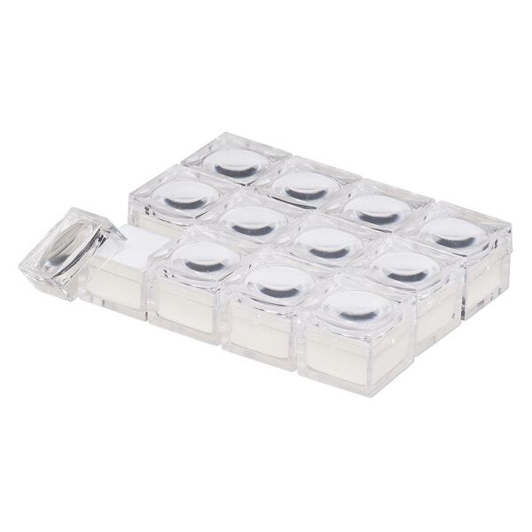 Storage box, plastic, clear and white, 1-inch square. Sold per pkg of 12. image number 1