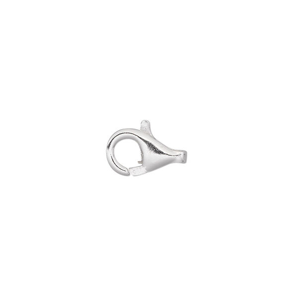 Clasp, lobster claw, sterling silver and steel, 12x7mm round. Sold per pkg of 10. image number 0