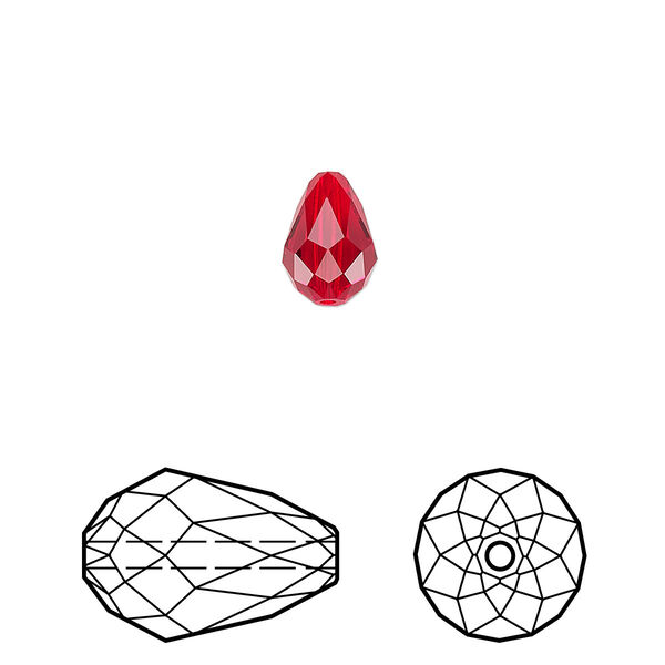 Bead 4pk light Siam, Crystal Passions® 9x6mm teardrop 5500 image number 0
