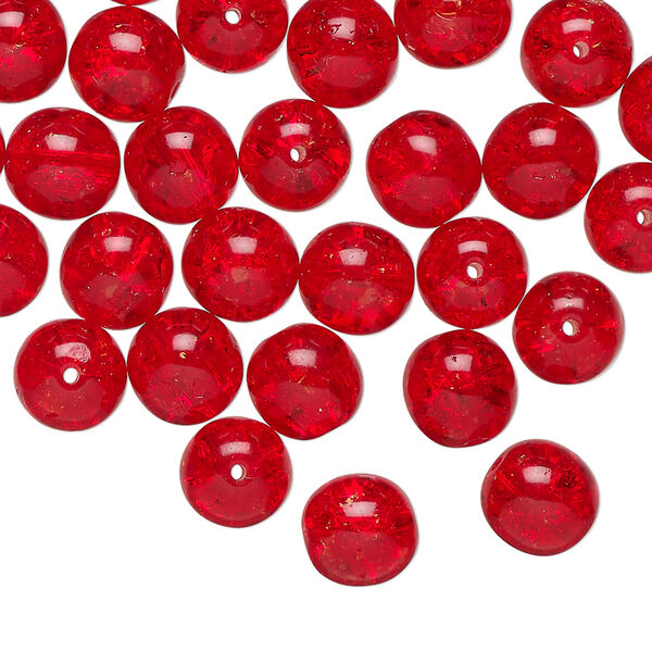 Czech glass 1pkg50, crackle round druk bead ruby red 8mm image number 0