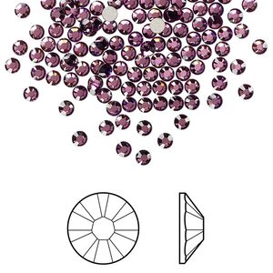 Flat back 144pk amethyst foil back, Crystal Passions® 2.5-2.7mm rose round SS9 2058
