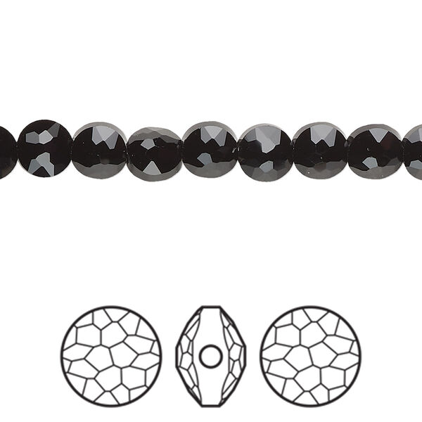 Bead 288pk jet, Swarovski® 6mm puffed round 5034 image number 0