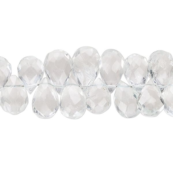 Aquamarine 1pkg1, hand-cut top-drilled faceted puffed teardrop bead 8 inch 8x6mm-12x8mm image number 0