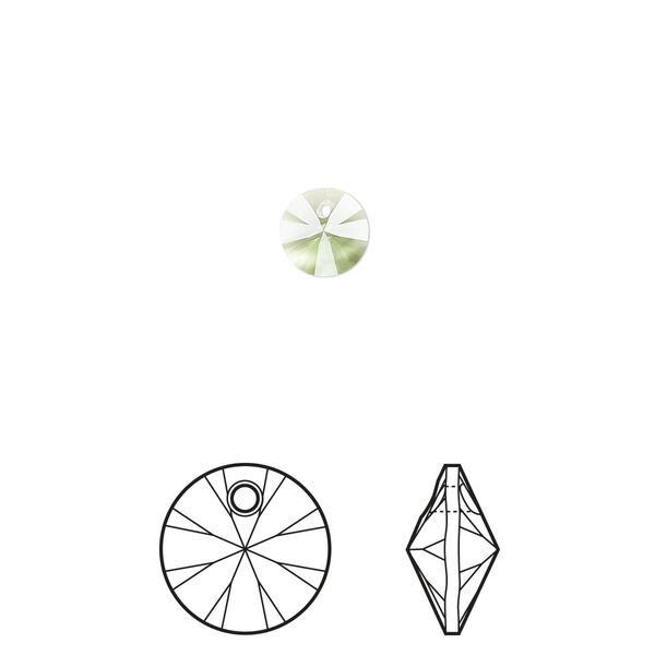 Drop 720pk peridot, Swarovski® ReCreated™ 6mm pendant mini disk 6428 image number 0