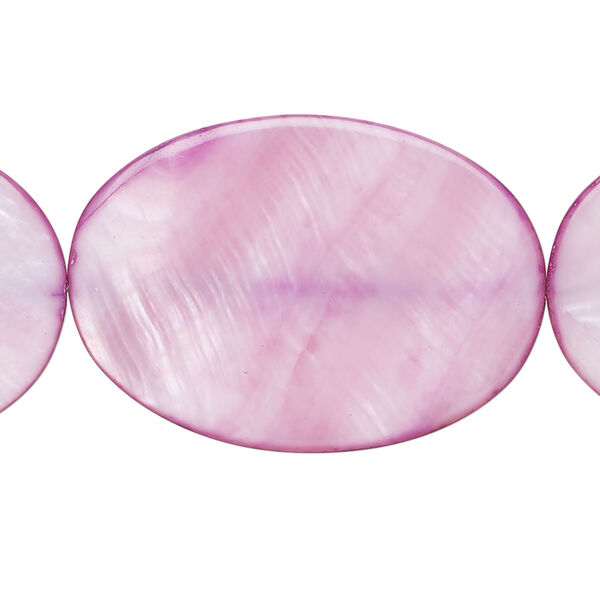 Mother-of-pearl shell 1pkg1, flat oval bead 15 inch light violet 34x24mm-35x25mm image number 0