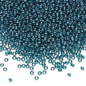 Seed bead, TOHO BEADS®, glass, pkg/50g, #11 round, translucent luster teal (TR-11-108BD).