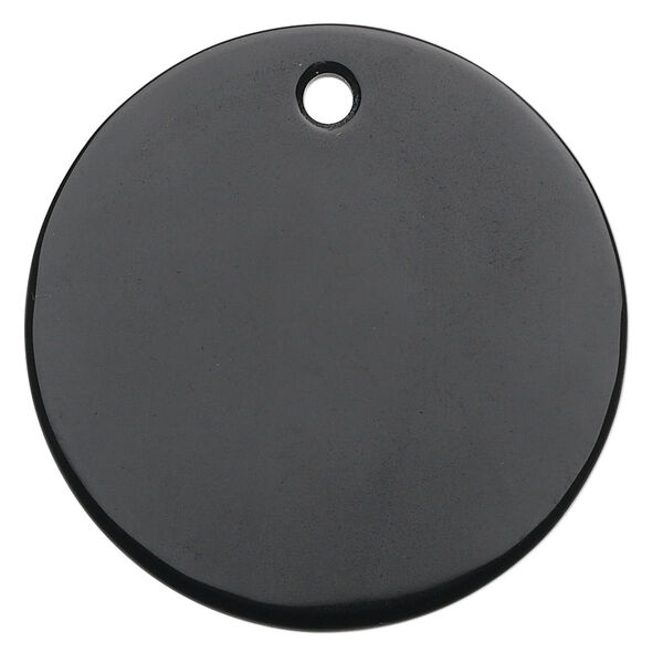 Focal, black onyx (dyed), 40mm flat round, B grade, Mohs hardness 6-1/2 to 7. Sold individually. image number 0