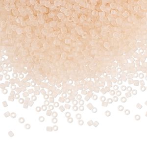 Seed bead, Delica®, glass, pkg/250g, #11 round, translucent matte pink mist (DB-1263).