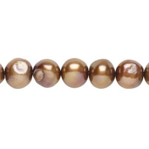 Freshwater pearl 1pkg1, flat-sided potato, 15 inch light purple-bronze 8-9mm cultured