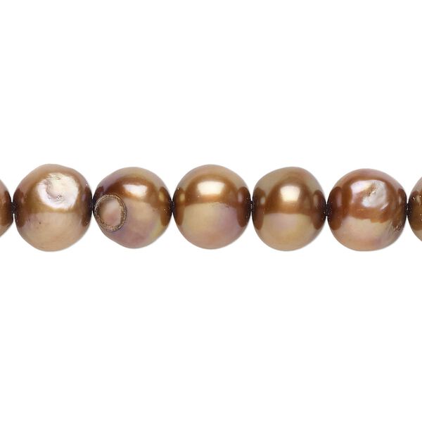 Freshwater pearl 1pkg1, flat-sided potato, 15 inch light purple-bronze 8-9mm cultured image number 0