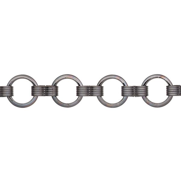 Chain, gunmetal-plated brass, 8mm round. Sold per pkg of 5 feet. image number 0