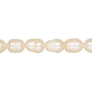 Freshwater pearl 1pkg1 rice natural, 13 inch peach 6-7mm cultured