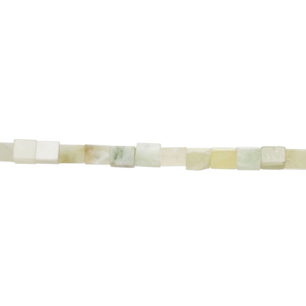 New "jade" 1pkg1, cube bead natural, 15 inch 14-16mm image number 1