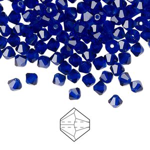 Bead 144pk cobalt blue, Preciosa Czech crystal 4mm bicone