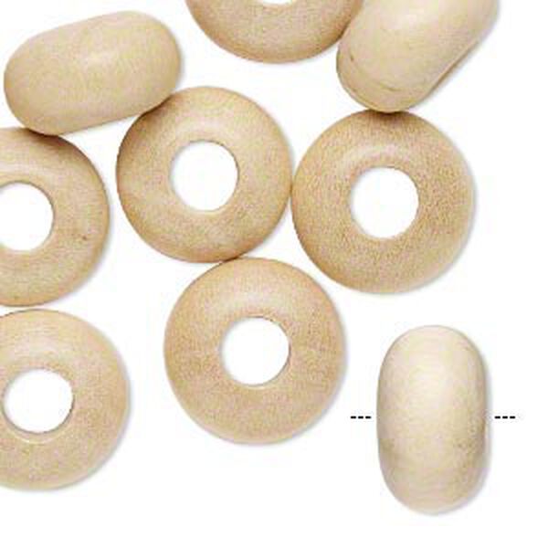 Bead, Dione®, Taiwanese cheesewood (waxed), tan, 13x8mm-15x10mm rondelle. Sold per pkg of 12. image number 0