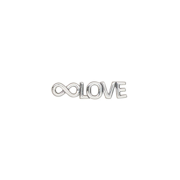 Charm 1pkg1, antiqued sterling silver, 18x4.5mm single-sided infinty symbol and "LOVE". image number 0