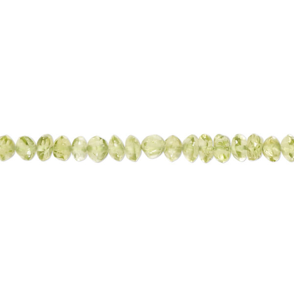 Bead, peridot (natural), 3x2mm-5x3mm hand-cut faceted saucer, B- grade, Mohs hardness 6-1/2 to 7. Sold per 13-inch strand, approximately 130 beads. image number 0