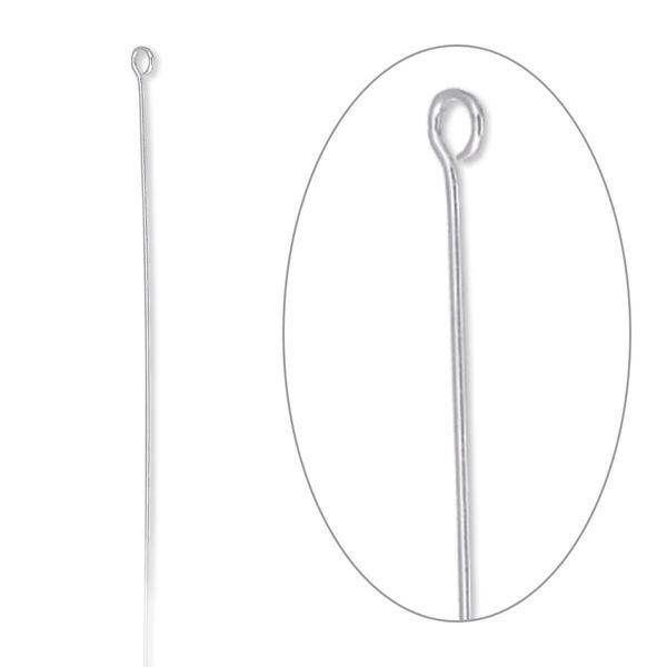 Eye pin, sterling silver-filled, 2-1/16 inches, 26 gauge. Sold per pkg of 100. image number 0