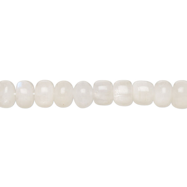 Bead, white moonstone (natural), 6x4mm-7x6mm hand-cut rondelle, C grade, Mohs hardness 6 to 6-1/2. Sold per 14-inch strand. image number 0