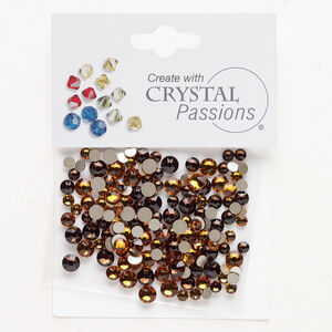 Flat back mix 1pkg144 topaz and smoked topaz foil back, Crystal Passions&reg; rhinestone 3.00-4.80mm round SS12 / SS16 / SS20