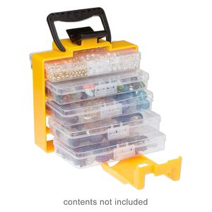 Organizer, Need A Bead Now™, black and yellow, 8 x 7 x 4-1/2 inches, 22 compartments. Sold individually.