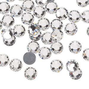 Flat back, Dance With Me™ crystal hotfix rhinestone, crystal clear, foil back, 6.32-6.5mm rose, SS30. Sold per pkg of 288 (2 gross).