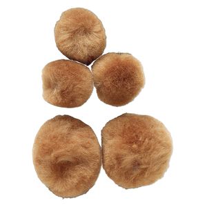 Component, faux fur, brown, 22-32mm pom-pom. Sold per pkg of 5.