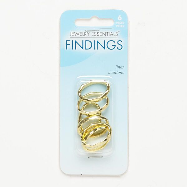 Component, gold-finished "pewter" (zinc-based alloy), 22x15mm hammered open oval. Sold per pkg of 6. image number 0