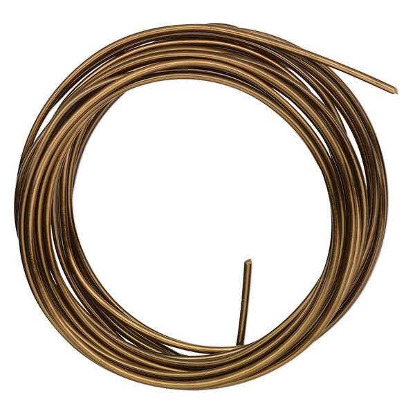 Wire, ParaWire™, vintage bronze-finished copper, round, 14 gauge. Sold per 10-foot section. image number 0