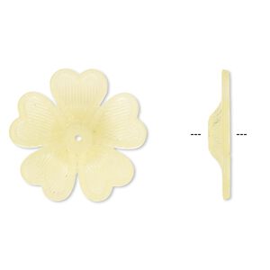 Component, acrylic, frosted yellow, 42x7mm flower. Sold per pkg of 25.