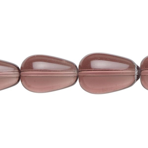 Bead, glass, transparent purple, 17x11mm-18x13mm teardrop. Sold per 15-1/2" to 16" strand. image number 0