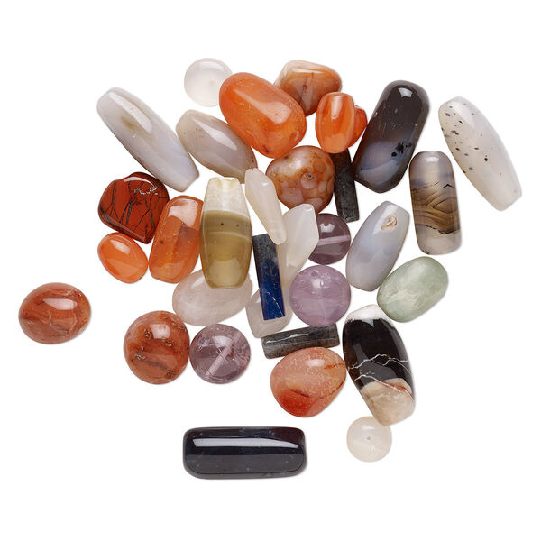 Multi-gemstone 1pkg1, mixed shape bead 4 oz mix 11x7mm-32x16mm image number 0
