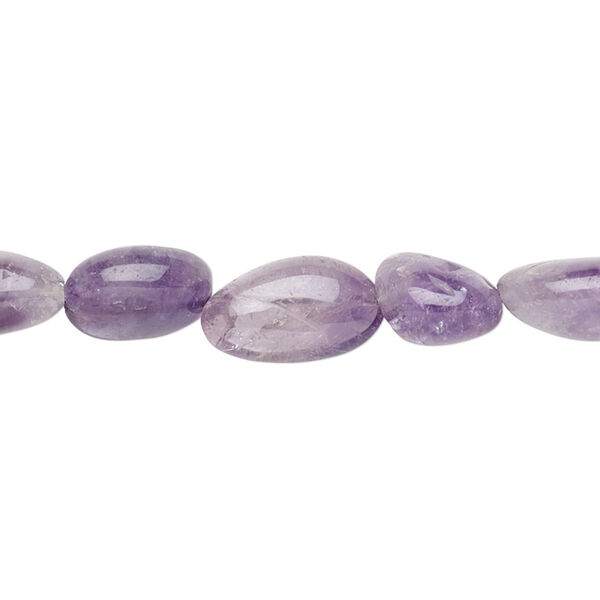 Bead, amethyst (natural), mini to medium flat nugget, Mohs hardness 7. Sold per 14-inch strand. image number 0