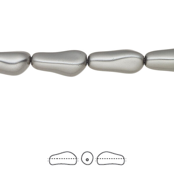 Pearl 10pk dark grey, Crystal Passions® 14x6mm baroque elongated 5844 image number 0