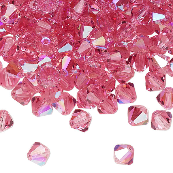 Bead 288pk rose glitter, Preciosa Czech crystal 6mm bicone image number 0