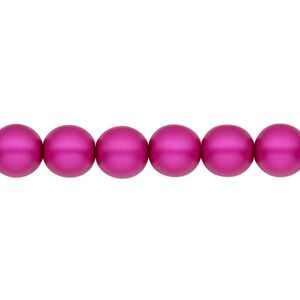 Bead, Czech pearl-coated glass druk, opaque matte magenta, 8mm round. Sold per 15-1/2" to 16" strand.